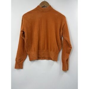 Rino & Pelle Sweater Womens Small Orange Mock‎ Neck Pullover Knit Long Sleeve